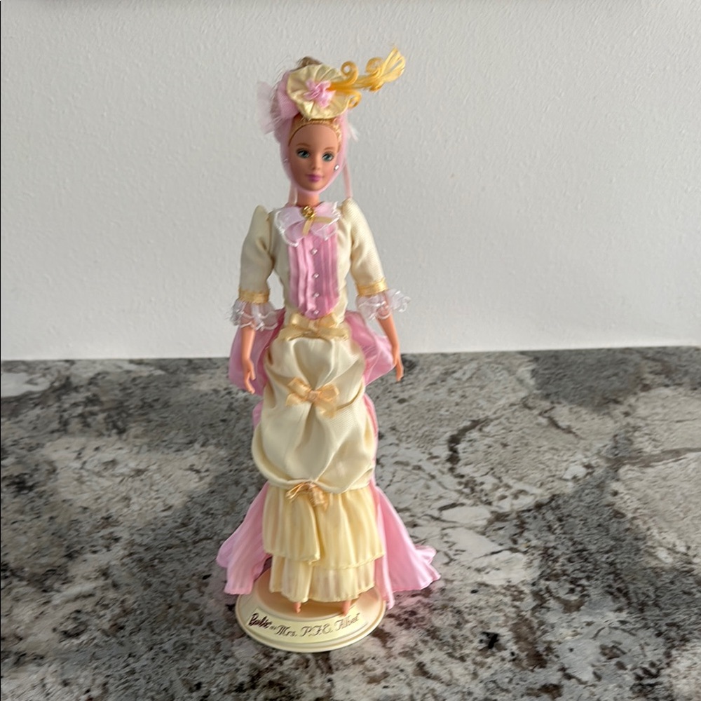 Mrs PFE Albee Barbie Doll in Elegant Pink and Cream Dress